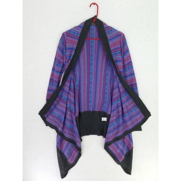 Stetson Intarsia Striped Cozy Cotton Knit Cardigan Sweater Top Size S Small - Picture 2 of 11